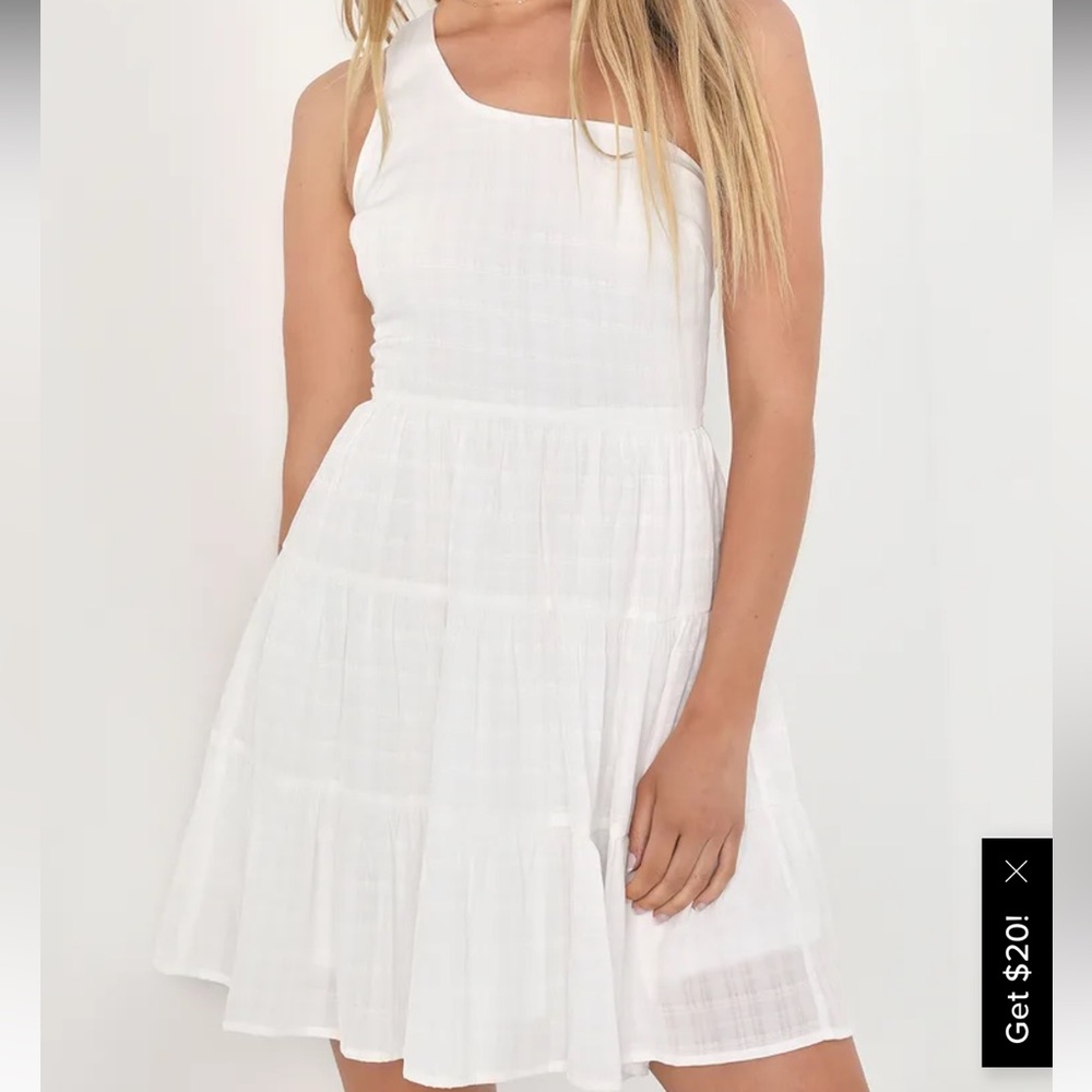 Lulus NWT White One Shoulder Midi Dress